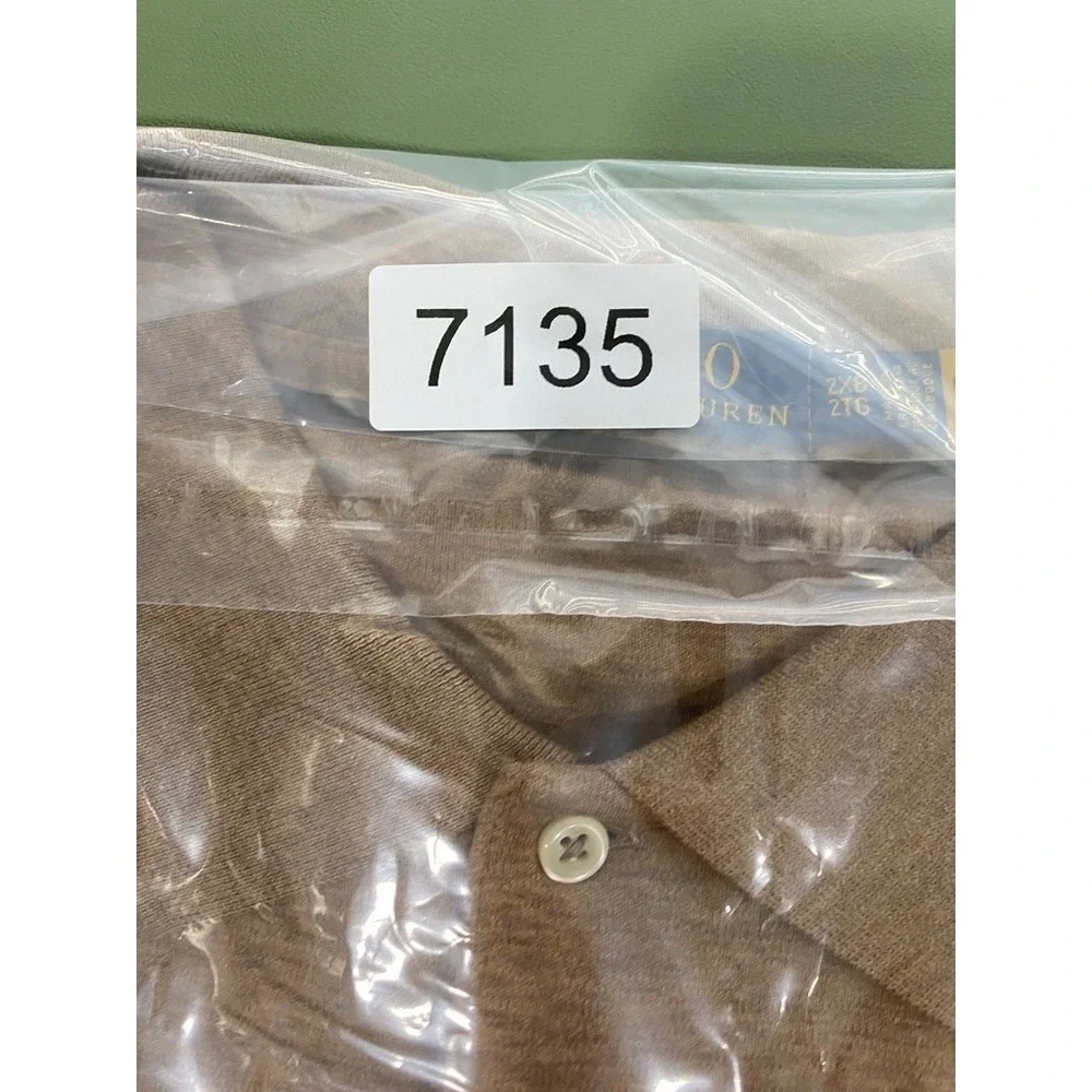 Polo Ralph Lauren Polo Shirt Mens 2XB Brown Long Sleeve Cotton Flesh Pony